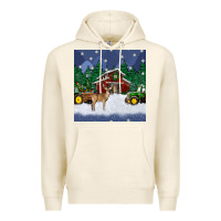 Tofu christmas town and farm tractor seamless pattern Premium Hoodie - BundleAndBundleShop