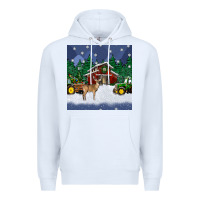 White christmas town and farm tractor seamless pattern Premium Hoodie - BundleAndBundleShop