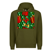 Army Green christmas surprise gift box seamless pattern Premium Hoodie - BundleAndBundleShop