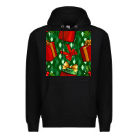 Black christmas surprise gift box seamless pattern Premium Hoodie - BundleAndBundleShop
