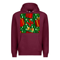Burgundy christmas surprise gift box seamless pattern Premium Hoodie - BundleAndBundleShop