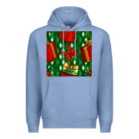 Colony Blue christmas surprise gift box seamless pattern Premium Hoodie - BundleAndBundleShop