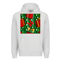 Dove Grey christmas surprise gift box seamless pattern Premium Hoodie - BundleAndBundleShop