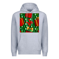 Heather Grey christmas surprise gift box seamless pattern Premium Hoodie - BundleAndBundleShop