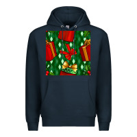Navy christmas surprise gift box seamless pattern Premium Hoodie - BundleAndBundleShop
