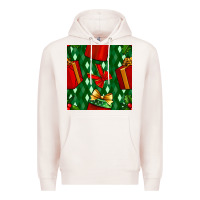Pale Pink christmas surprise gift box seamless pattern Premium Hoodie - BundleAndBundleShop
