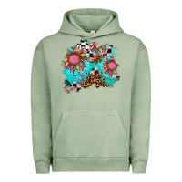 Pigment Oil Green race sunflower patches Urban Hoodie - AdoDesignShop