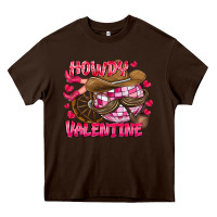 Chocolate Brown Howdy Valentine Heavy Core Tee - CowhideDigitalArt