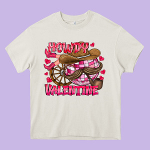 Howdy Valentine Heavy Core Tee Designed By Cowhidedigitalart