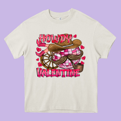 Howdy Valentine Heavy Core Tee Designed By Cowhidedigitalart