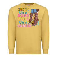 Antique Gold hustle like a boss live like a queen Premium Sweatshirt - texasbilliewilder