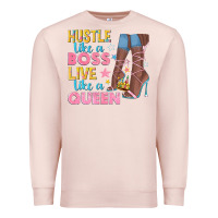Pale Pink hustle like a boss live like a queen Premium Sweatshirt - texasbilliewilder
