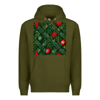 Army Green christmas ornaments seamless  pattern Premium Hoodie - BundleAndBundleShop