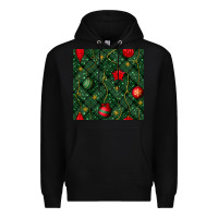 Black christmas ornaments seamless  pattern Premium Hoodie - BundleAndBundleShop
