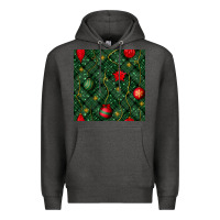 Charcoal Heather christmas ornaments seamless  pattern Premium Hoodie - BundleAndBundleShop