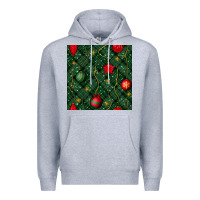 Heather Grey christmas ornaments seamless  pattern Premium Hoodie - BundleAndBundleShop