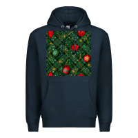 Navy christmas ornaments seamless  pattern Premium Hoodie - BundleAndBundleShop