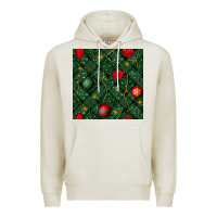 Oatmeal Heather christmas ornaments seamless  pattern Premium Hoodie - BundleAndBundleShop
