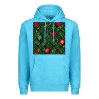 Ocean Blue christmas ornaments seamless  pattern Premium Hoodie - BundleAndBundleShop