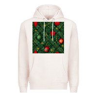 Pale Pink christmas ornaments seamless  pattern Premium Hoodie - BundleAndBundleShop