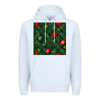 White christmas ornaments seamless  pattern Premium Hoodie - BundleAndBundleShop