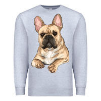 Heather Grey French bulldog sitting Premium Sweatshirt - RanaPortraitStore