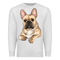 Oatmeal Heather French bulldog sitting Premium Sweatshirt - RanaPortraitStore
