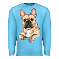 Ocean Blue French bulldog sitting Premium Sweatshirt - RanaPortraitStore