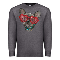 Charcoal Heather french bulldog with love glasses Premium Sweatshirt - RanaPortraitStore