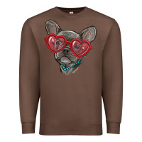 Chestnut french bulldog with love glasses Premium Sweatshirt - RanaPortraitStore