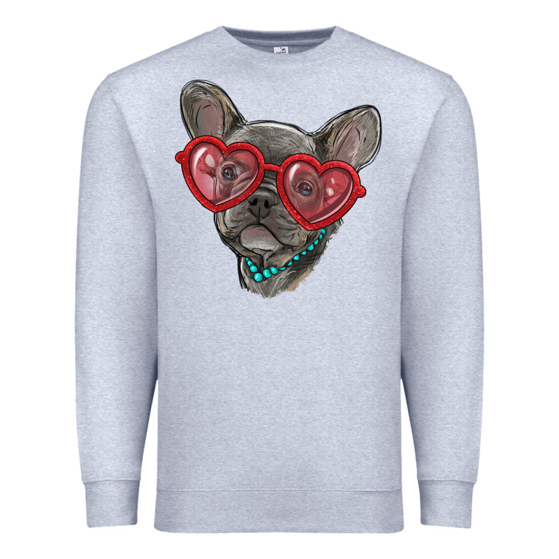 French Bulldog With Love Glasses Premium Sweatshirt by RanaPortraitStore | Teevron