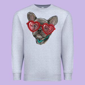 French Bulldog With Love Glasses Premium Sweatshirt Designed By Ranaportraitstore