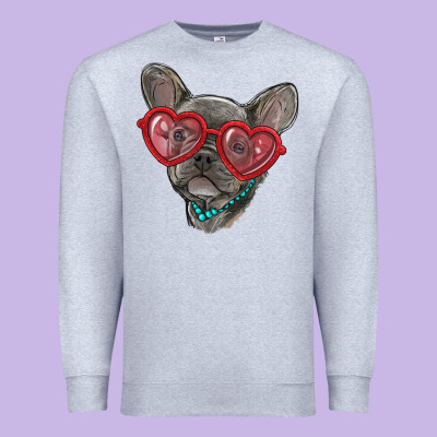 Premium Sweatshirt french bulldog with love glasses