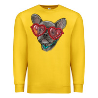 Lemon french bulldog with love glasses Premium Sweatshirt - RanaPortraitStore