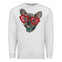 Oatmeal Heather french bulldog with love glasses Premium Sweatshirt - RanaPortraitStore