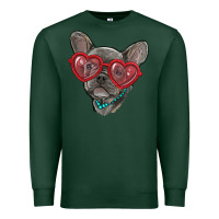Sports Green french bulldog with love glasses Premium Sweatshirt - RanaPortraitStore