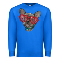 True Royal french bulldog with love glasses Premium Sweatshirt - RanaPortraitStore