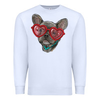 White french bulldog with love glasses Premium Sweatshirt - RanaPortraitStore