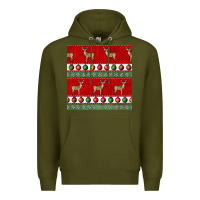 Army Green christmas deer and ornaments seamless pattern Premium Hoodie - BundleAndBundleShop