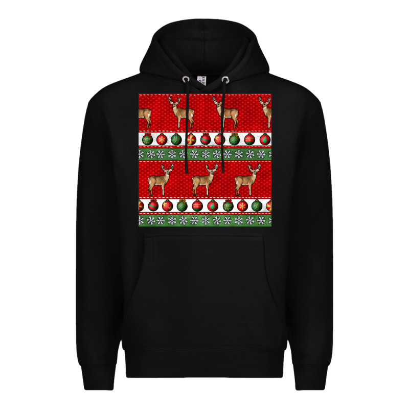 Christmas Deer And Ornaments Seamless Pattern Premium Hoodie by BundleAndBundleShop | Teevron