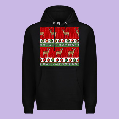 Christmas Deer And Ornaments Seamless Pattern Premium Hoodie Designed By Bundleandbundleshop