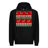Black christmas deer and ornaments seamless pattern Premium Hoodie - BundleAndBundleShop