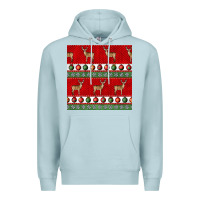 Blue Mist christmas deer and ornaments seamless pattern Premium Hoodie - BundleAndBundleShop