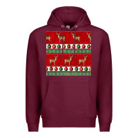 Burgundy christmas deer and ornaments seamless pattern Premium Hoodie - BundleAndBundleShop