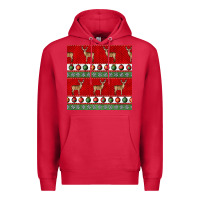Cardinal christmas deer and ornaments seamless pattern Premium Hoodie - BundleAndBundleShop