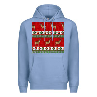 Colony Blue christmas deer and ornaments seamless pattern Premium Hoodie - BundleAndBundleShop