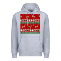 Heather Grey christmas deer and ornaments seamless pattern Premium Hoodie - BundleAndBundleShop