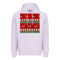 Lilac christmas deer and ornaments seamless pattern Premium Hoodie - BundleAndBundleShop