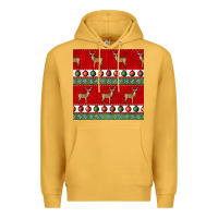 Mustard christmas deer and ornaments seamless pattern Premium Hoodie - BundleAndBundleShop