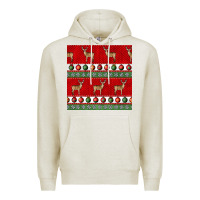Oatmeal Heather christmas deer and ornaments seamless pattern Premium Hoodie - BundleAndBundleShop